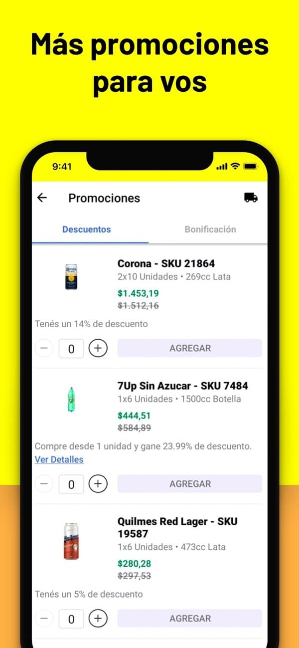 Pantalla de promociones de BEES
