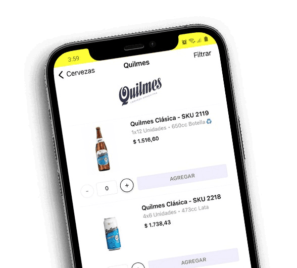 Catálogo de Quilmes en la app BEES
